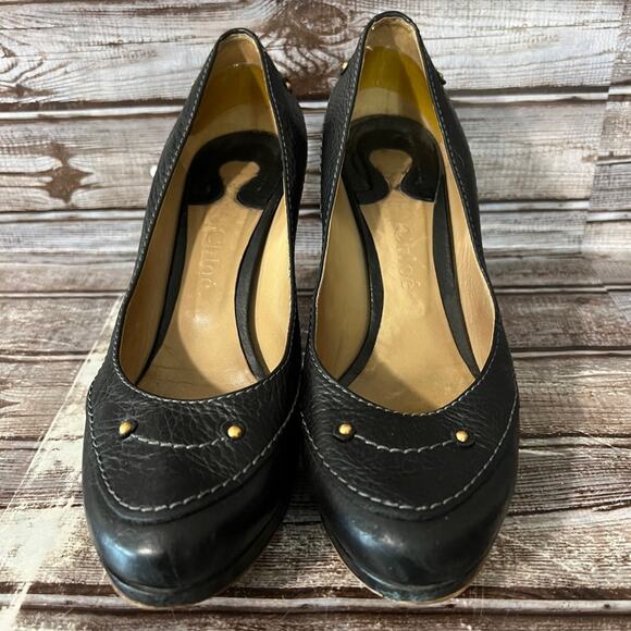 Chloe Shoes - Vintage Chloe Heels Leather Made in Italy Size 38 7-1/2 7.5